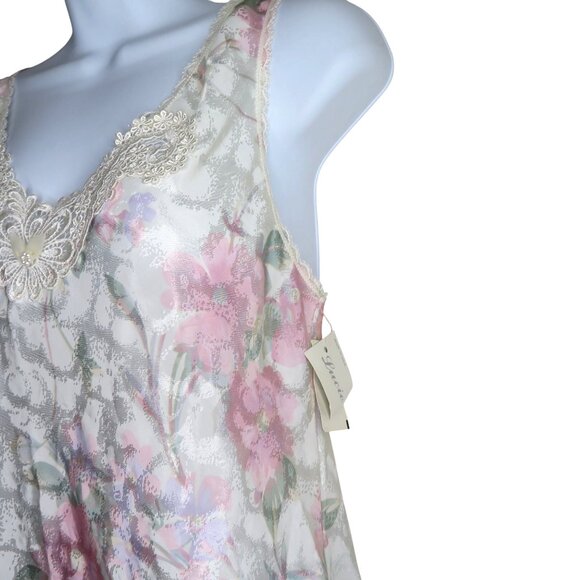New Vintage 70s Lucie Ann II Floral Print Tank Top Camisole S Lace Trim USA Made - Picture 4 of 14